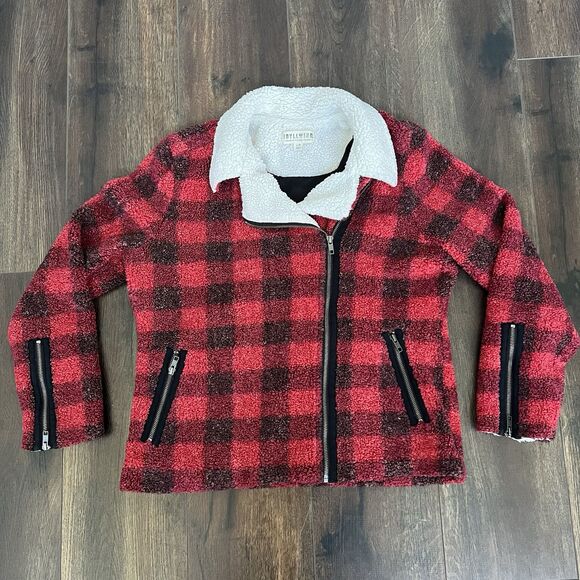 Idyllwind Miranda Lambert Sherpa Jacket Size Large Western Buffalo Plaid Zipper - Picture 1 of 12